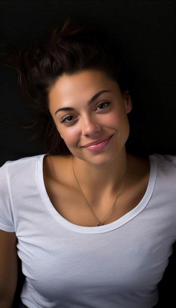 Premium AI Image A Woman With A White Shirt That Says Smile