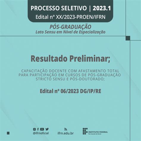 Divulgado Resultado Preliminar Para Capacita O Docente Ifrn