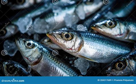 Sardines Fish On Ice In The Market Sardine Fish Stock Illustration