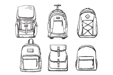 Backpack sketch | Custom-Designed Illustrations ~ Creative Market