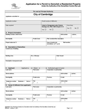 Fillable Online Cambridge Cambridge Application For A Permit To