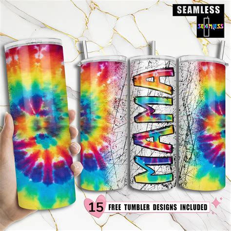 Tye Dye Mama Sublimation Design For 20oz Skinny Tumbler Sublimation