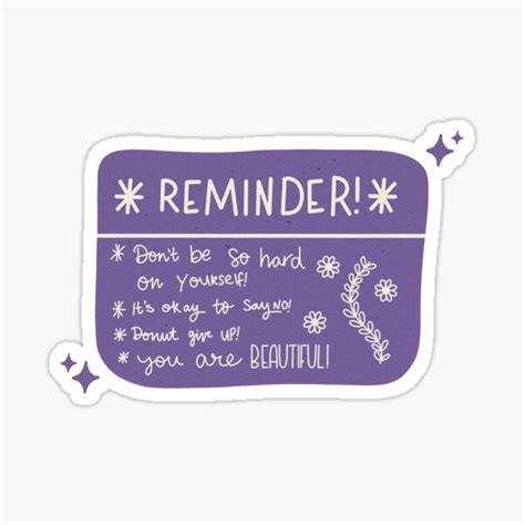 Mental Health Reminders Sticker For Sale By Inspiredbydavie Redbubble