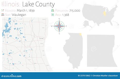 Mapa Do Condado Do Lago Em Illinois Ilustra O Do Vetor Ilustra O De