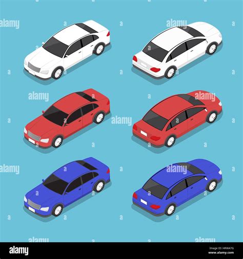 Flat 3d Isometric Car City Transport Icon Set Stock Vector Image Art