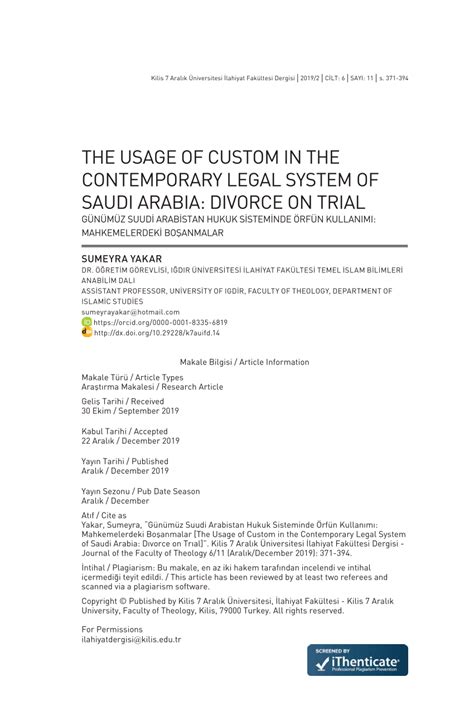 Pdf The Usage Of Custom In The Contemporary Legal System Of Saudi