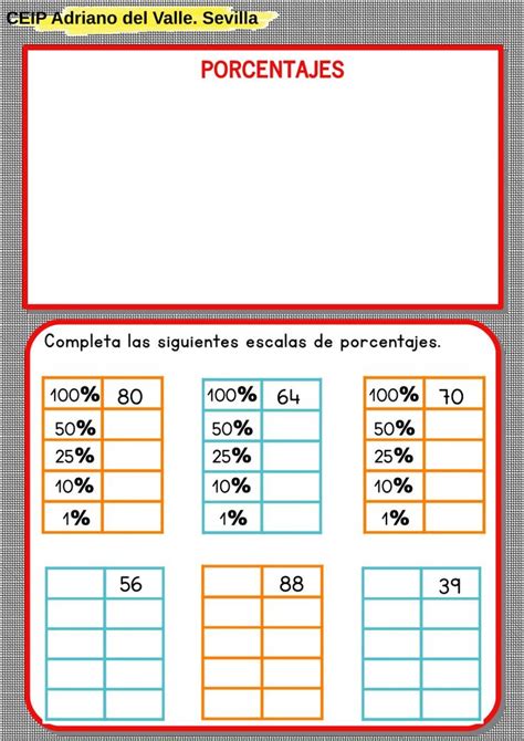 Escalas Para Calcular Porcentaje Worksheet Calcular Porcentaje