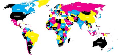 Mapa Múndi Com Cores Cmyk E Rótulos De Países Vetor Png O Negócio Chave Globo Imagem Png E