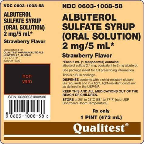 Albuterol Oral Solution Fda Prescribing Information Side Effects And