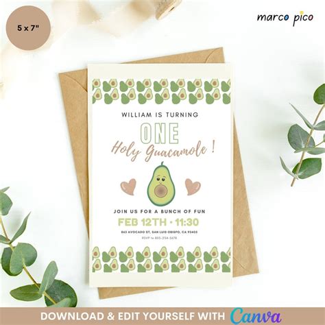 Avocado Birthday Invitation Template Avocado First Birthday - Etsy