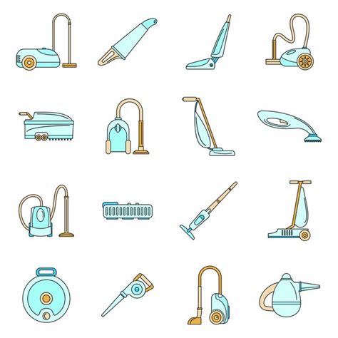 Premium Vector Vacuum Cleaner Washing Appliance Icons Set Outline