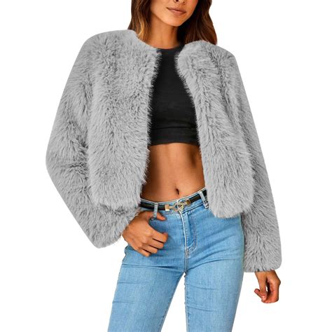 Kbkybuyz Womens Faux Fur Coats Warm Women Coat Fluffys Fleece Turn Down