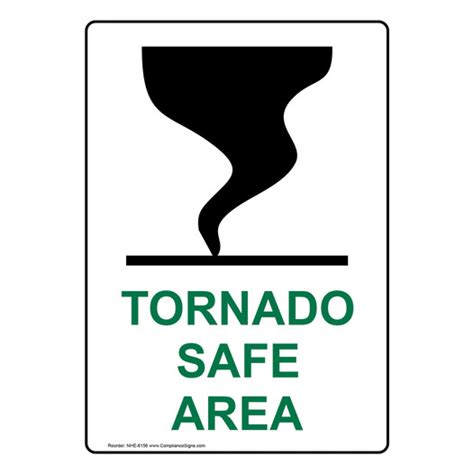 Vertical Sign - Severe Weather Shelter - Tornado Safe Area Sign