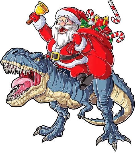 Santa Riding Dinosaur T Rex Christmas Gifts Png Xmas Png Png Etsy