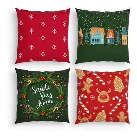 Juego De Fundas De Almohada Decorativas Navide As Rojas Y Verdes