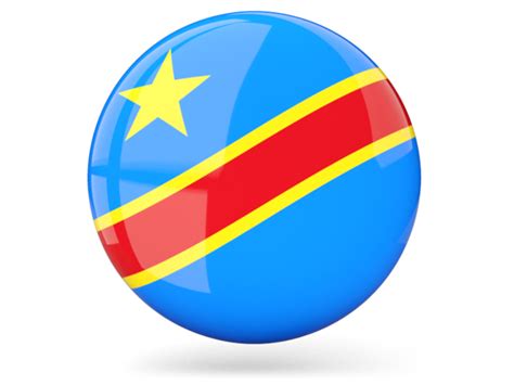 Glossy Round Icon Illustration Of Flag Of Democratic Republic Of The Congo