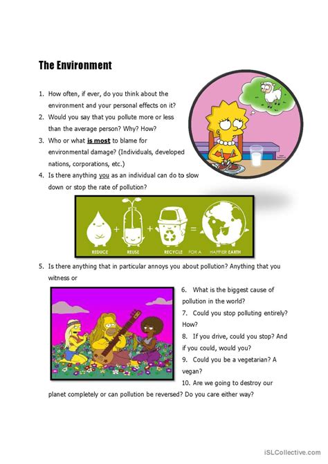 The Environment English Esl Worksheets Pdf And Doc