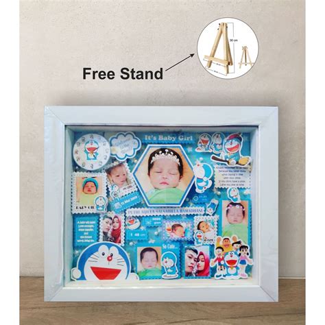 Jual Kado Unik Pigura Biodata Bayi 3D Frame Pop Up DORAEMON