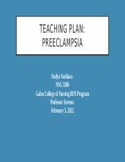 Maternal Teaching Plan Pptx TEACHING PLAN PREECLAMPSIA Nadya