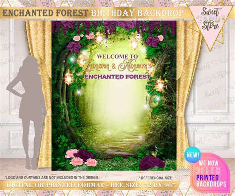 Enchanted Forest Printable Backdrop Forest Party Backdrop | Etsy