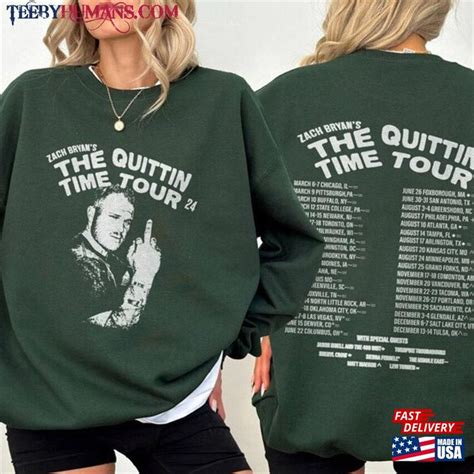 Vintage Zach Bryan The Quittin Time Tour 2024 Shirt Funny Middle Finger