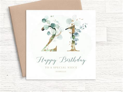 Personalized 21st Birthday Card Niece Personalised 21st Etsy