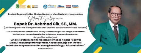 Selamat Sukses Kepada Bapak Dr Achmad Cik SE MM Dosen Program