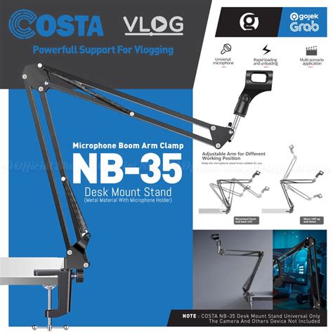 Jual Costa Nb Stand Mic Boom Arm Microphone Suspension For Podcast