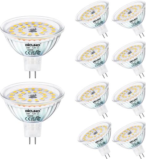 DiCUNO MR16 LED Light Bulbs 6W GU5 3 Spotlight Bulb 12V Equivalent To