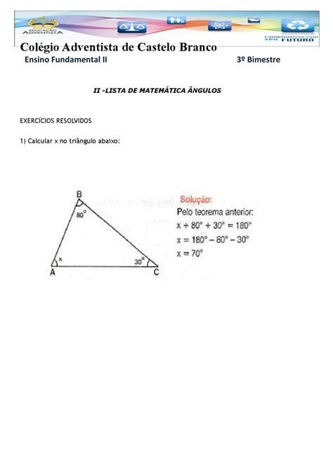 Exercícios Sobre Angulos 7 Ano Edukita