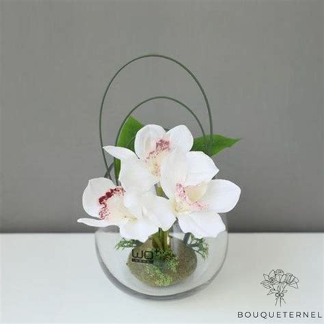 Orchidée Artificielle Dans Boule De Verre Bouqueternel