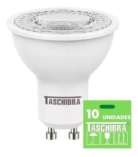 Kit 10 Lâmpadas Led Taschibra Dicroica Mr16 Tdl 7w Autovolt