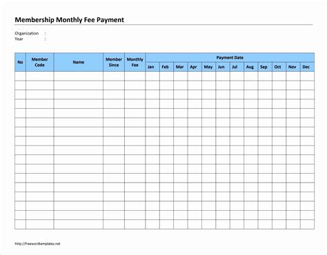 Monthly Payment Schedule Template