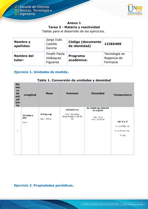 Unidad Tarea Materia Y Reactividad J Castillo Anexo Tarea