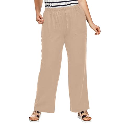 Ellos Ellos Womens Plus Size Linen Blend Drawstring Pants 22 New