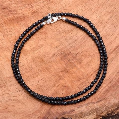 Black Spinel Necklace Black Spinel Jewelry Sterling Silver Layering