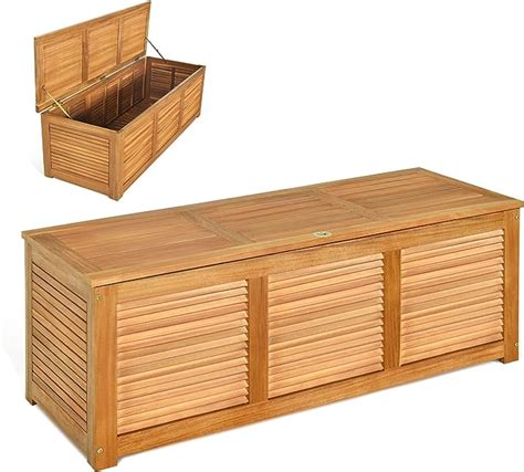 KOMFOTTEU Aufbewahrungsbox Aus Holz Gartentruhe Mit Staubdeckel Und