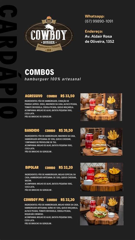 Menu Em Cowboy Burger Hamburgueria Tr S Lagoas Restaurante Tr S Lagoas