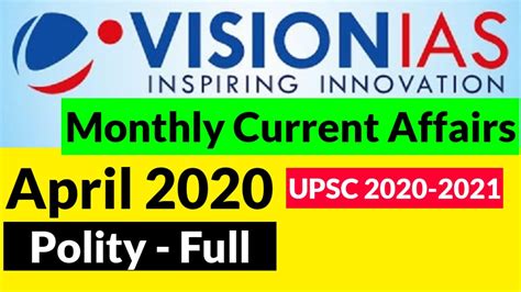 Vision Ias Monthly Compilation April Polity Full Video Ias