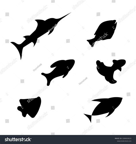 Sea Fish Silhouette Vector Outline Illustration Stock Vector Royalty