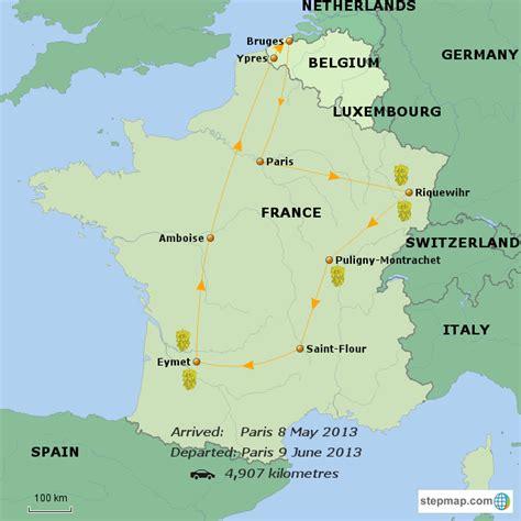 StepMap - France/Belgium Trip - Landkarte für France