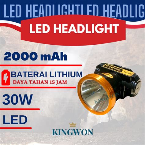 Jual Senter Kepala Watt Headlamp Lampu Led Super Terang Cahaya Putih