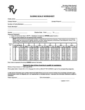 Fillable Online SLIDING SCALE WORKSHEET Ruby Valley Hospital Fax