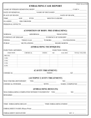 Embalming Report Pdf Fill Online Printable Fillable Blank Pdffiller