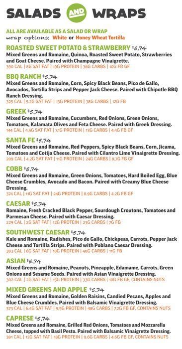 Menu At Salad And Go Pub And Bar Phoenix W Pinnacle Peak Rd