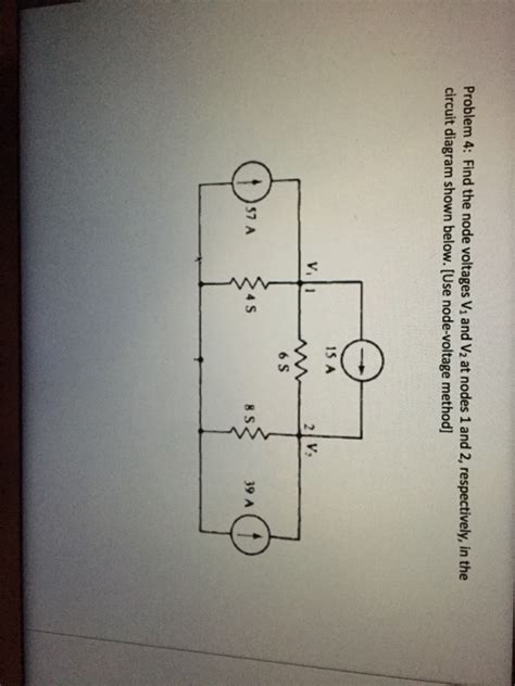 Solved Find The Node Voltages V1 And V2 At Nodes 1 And 2