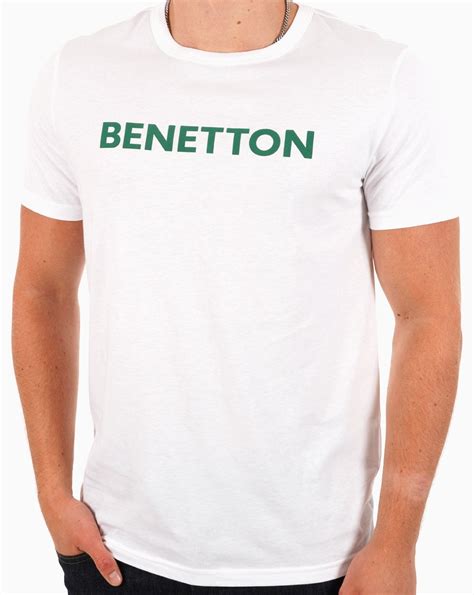 Benetton Logo T Shirt Whitegreen 80s Casual Classics