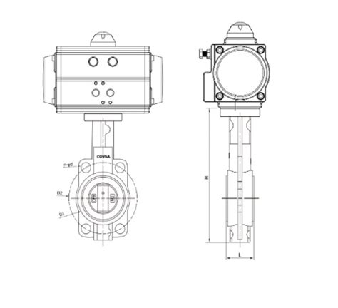 Ansi Din Bs Jis Iso Dn100 4 Pn16 Pneumatic Actuators Wafer Butterfly