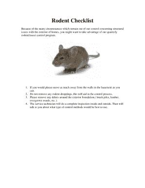 Fillable Online Rodent Checklist Fax Email Print PdfFiller