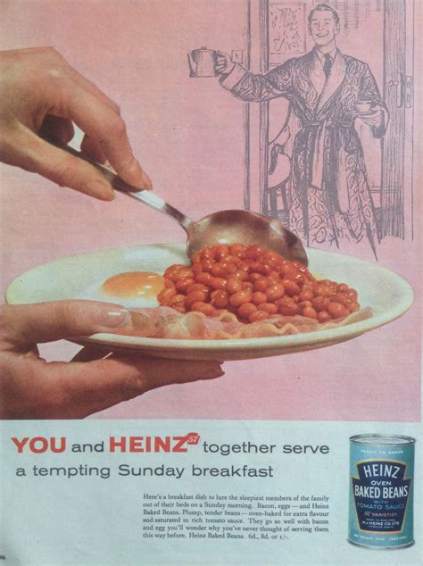 Sunday breakfast with Heinz Baked Beans 1954 Heinz Beans, Heinz Baked ...